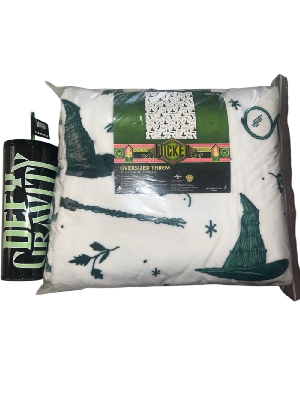 Wicked- Elphaba Oversized Throw Blanket & Starbucks “Defy Gravity” Tumbler Set